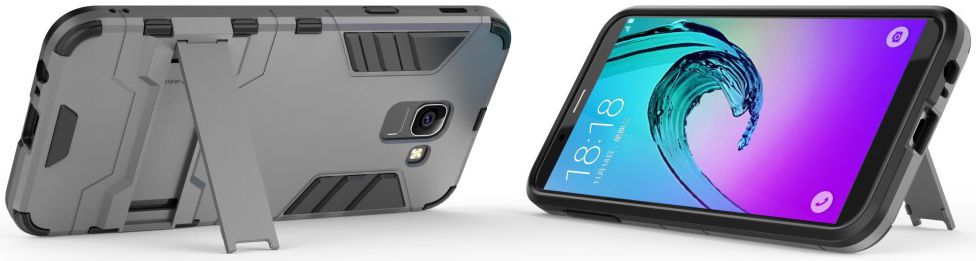 Samsung Galaxy J6 (2018) Hybride Stand Hoesje Grijs afbeelding 5