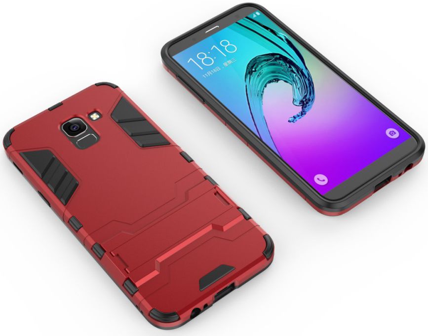 Samsung Galaxy J6 (2018) Hybride Stand Hoesje Rood afbeelding 2