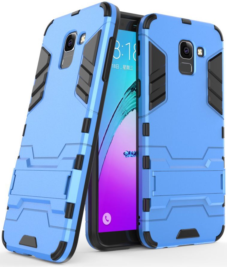 Samsung Galaxy J6 (2018) Hybride Stand Hoesje Blauw afbeelding 2