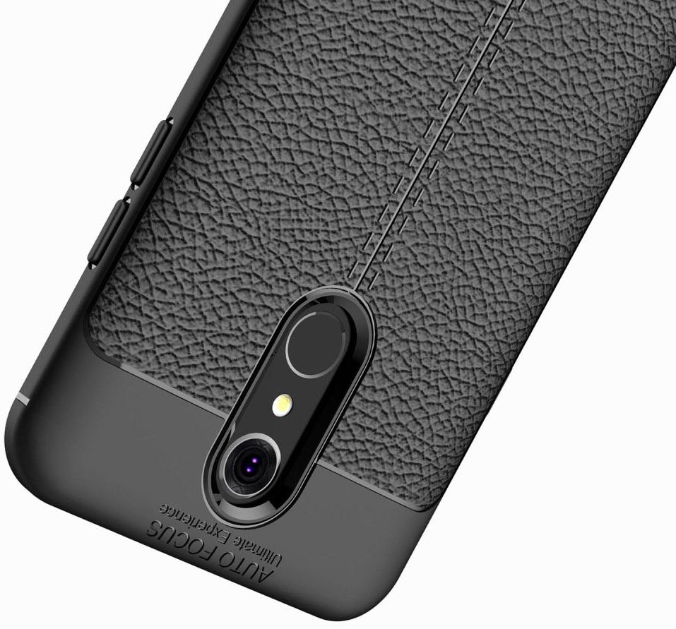 LG Q7 Hoesje met Leren Textuur Zwart afbeelding 12