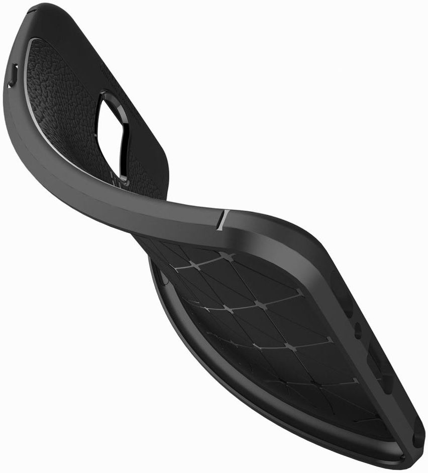 LG Q7 Hoesje met Leren Textuur Zwart afbeelding 2