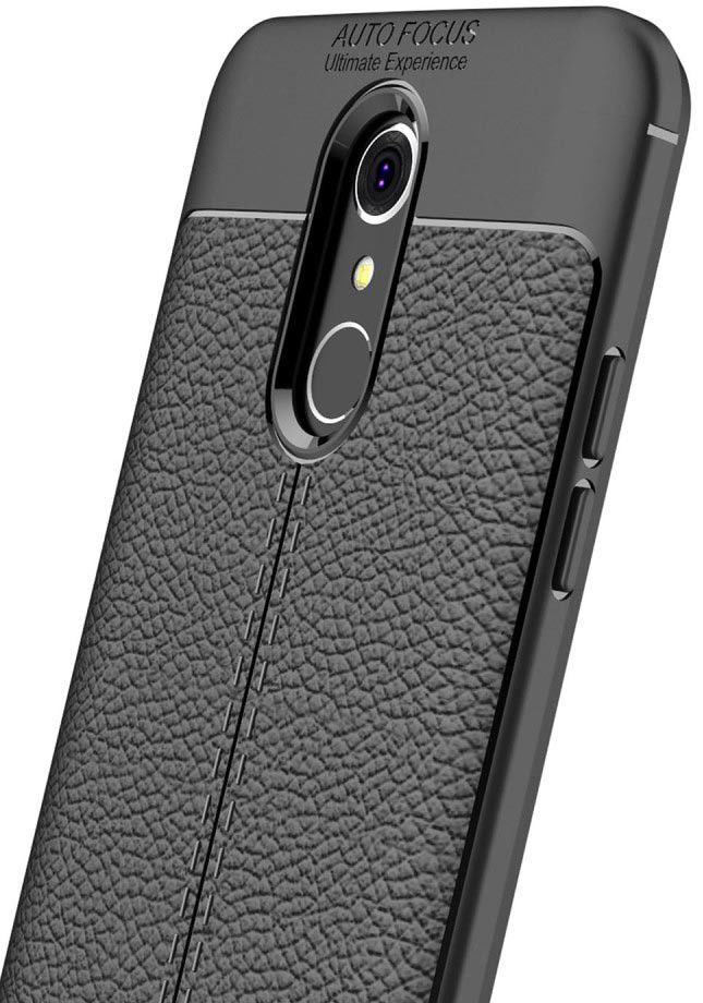 LG Q7 Hoesje met Leren Textuur Zwart afbeelding 5