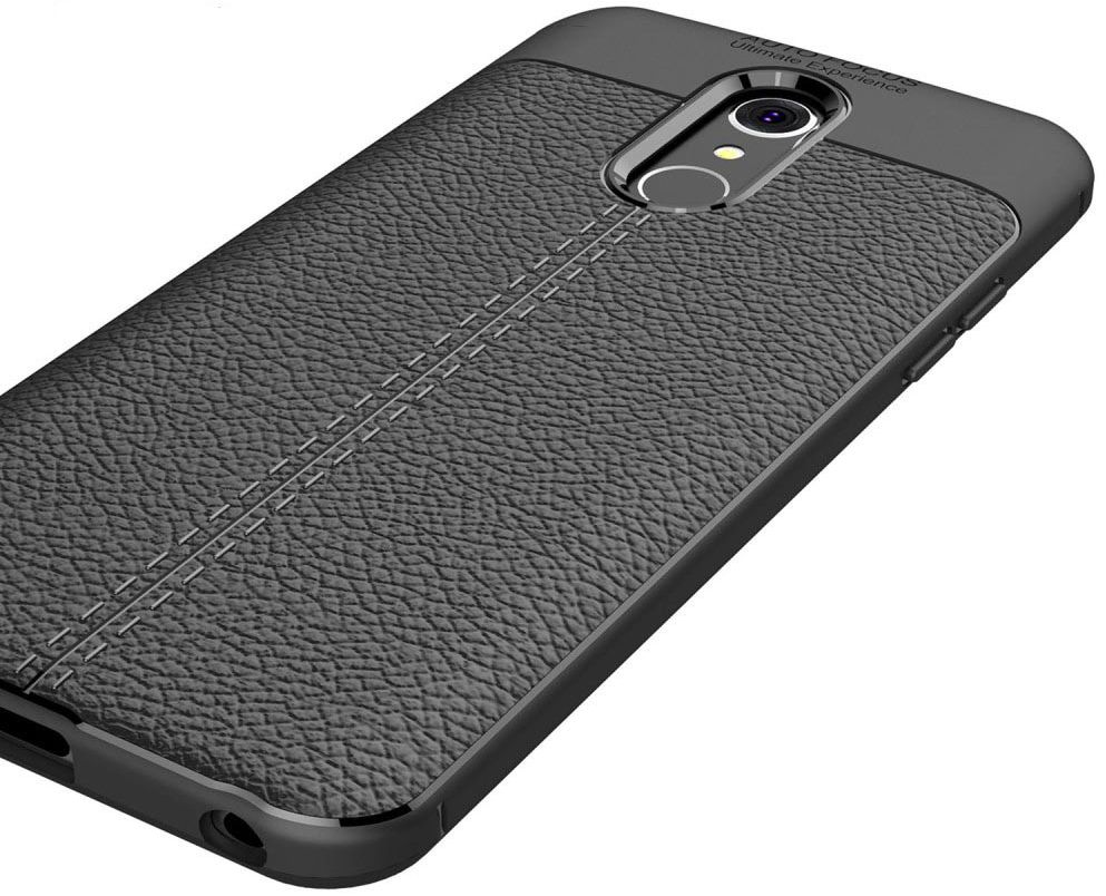 LG Q7 Hoesje met Leren Textuur Zwart afbeelding 6