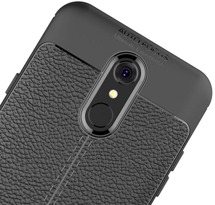 LG Q7 Hoesje met Leren Textuur Zwart afbeelding 7