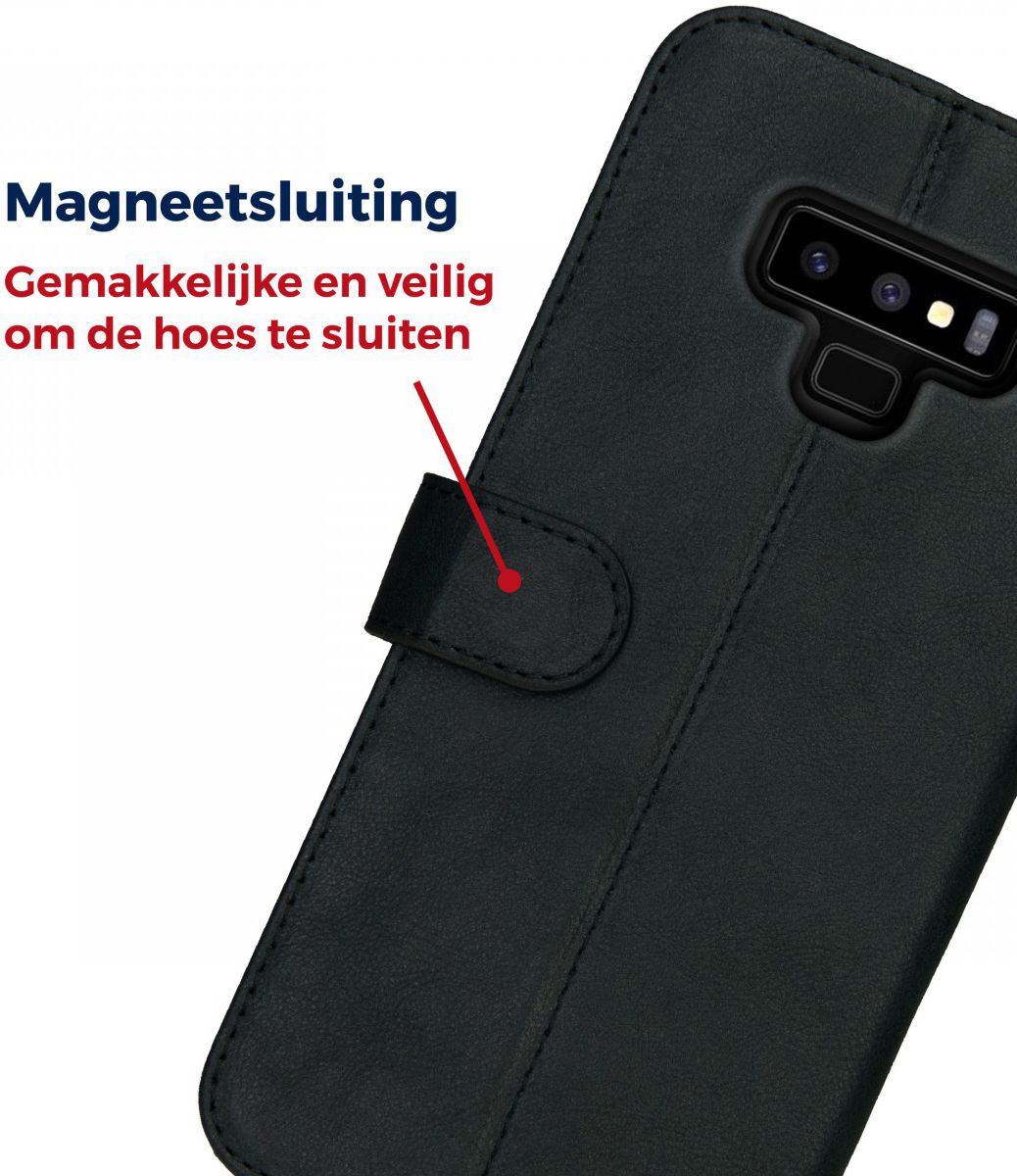 Rosso Deluxe Samsung Galaxy Note 9 Hoesje Echt Leer Book Case Zwart afbeelding 6