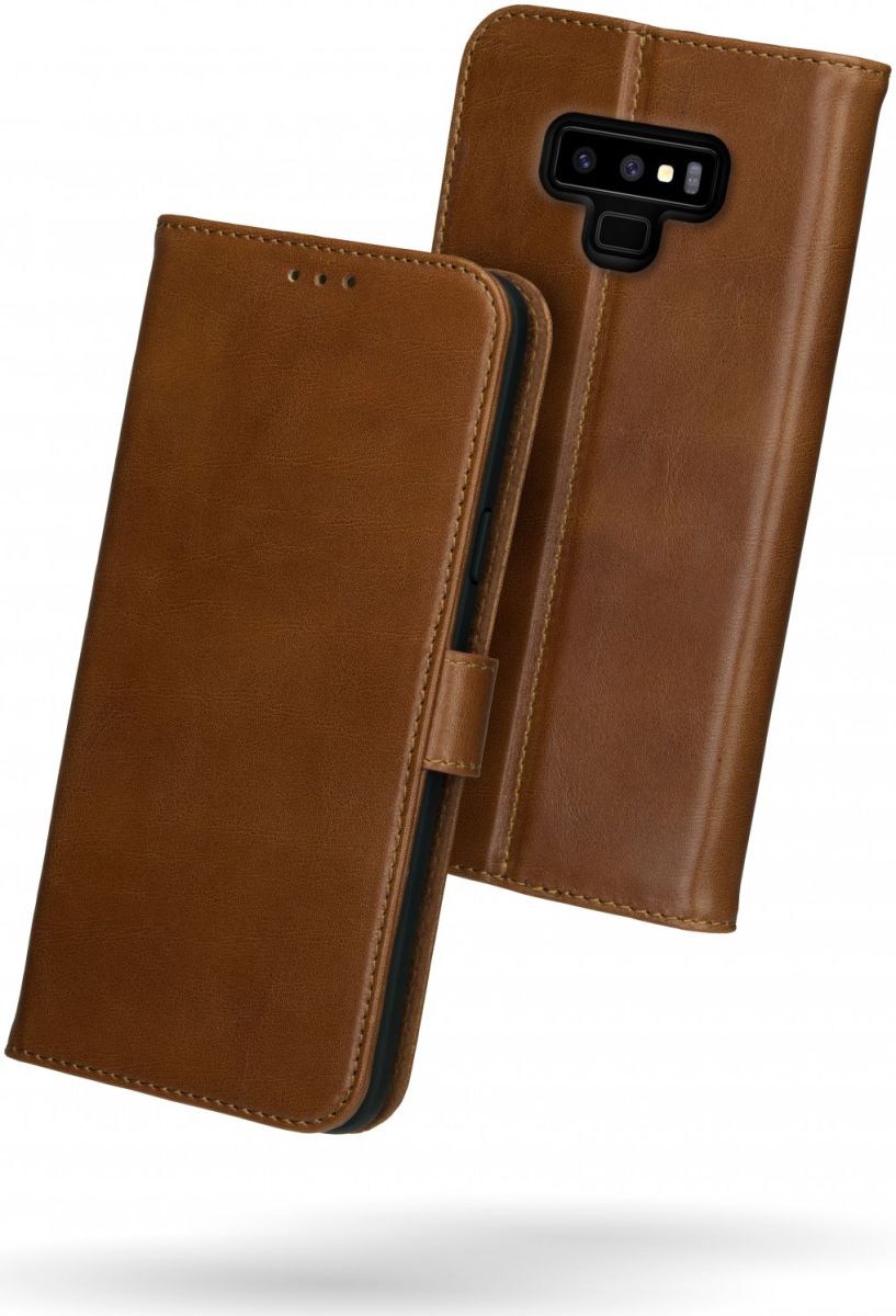 Rosso Deluxe Samsung Galaxy Note 9 Hoesje Echt Leer Book Case Bruin afbeelding 2