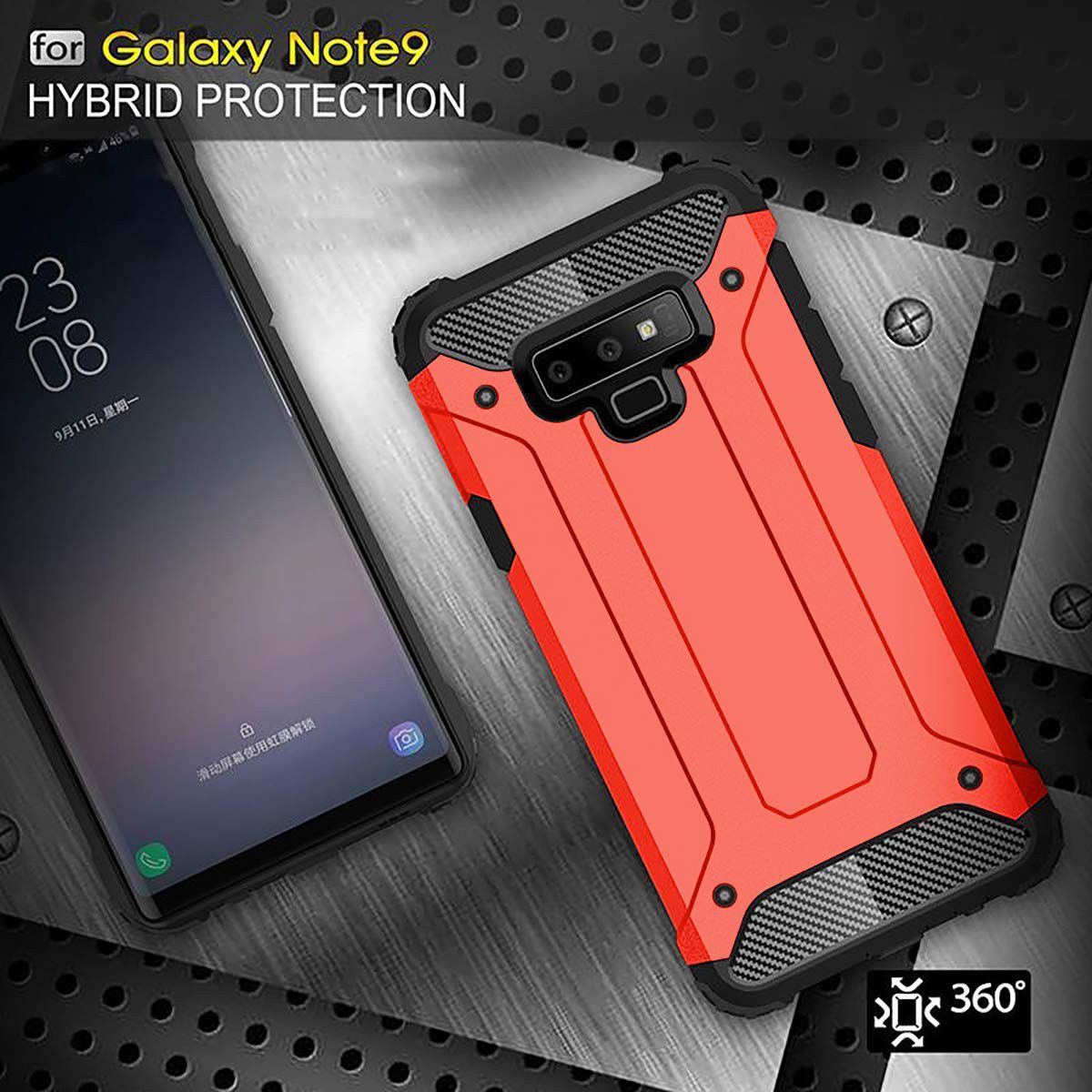 Samsung Galaxy Note 9 Hybride Hoesje Rood afbeelding 2