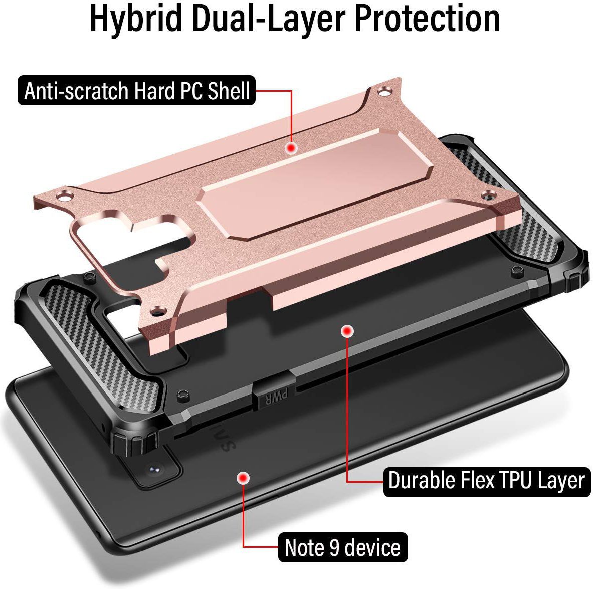 Samsung Galaxy Note 9 Hybride Hoesje Roze Goud afbeelding 2