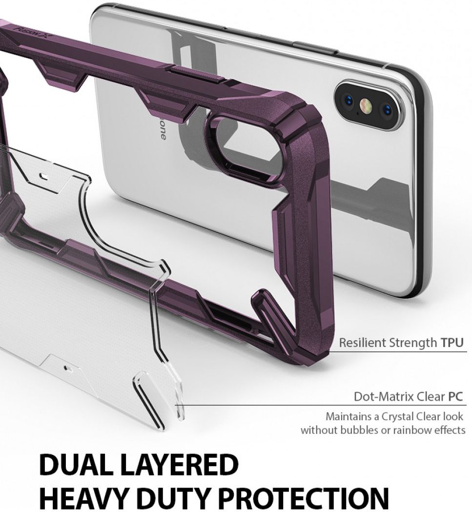 Ringke Fusion X Apple iPhone X Hoesje Doorzichtig Paars afbeelding 4