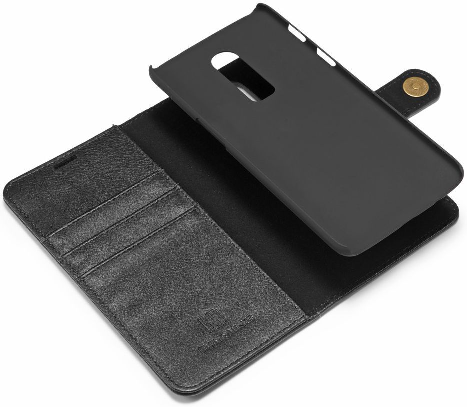 OnePlus 6 Portemonnee Hoesje Echt Leer Zwart afbeelding 3