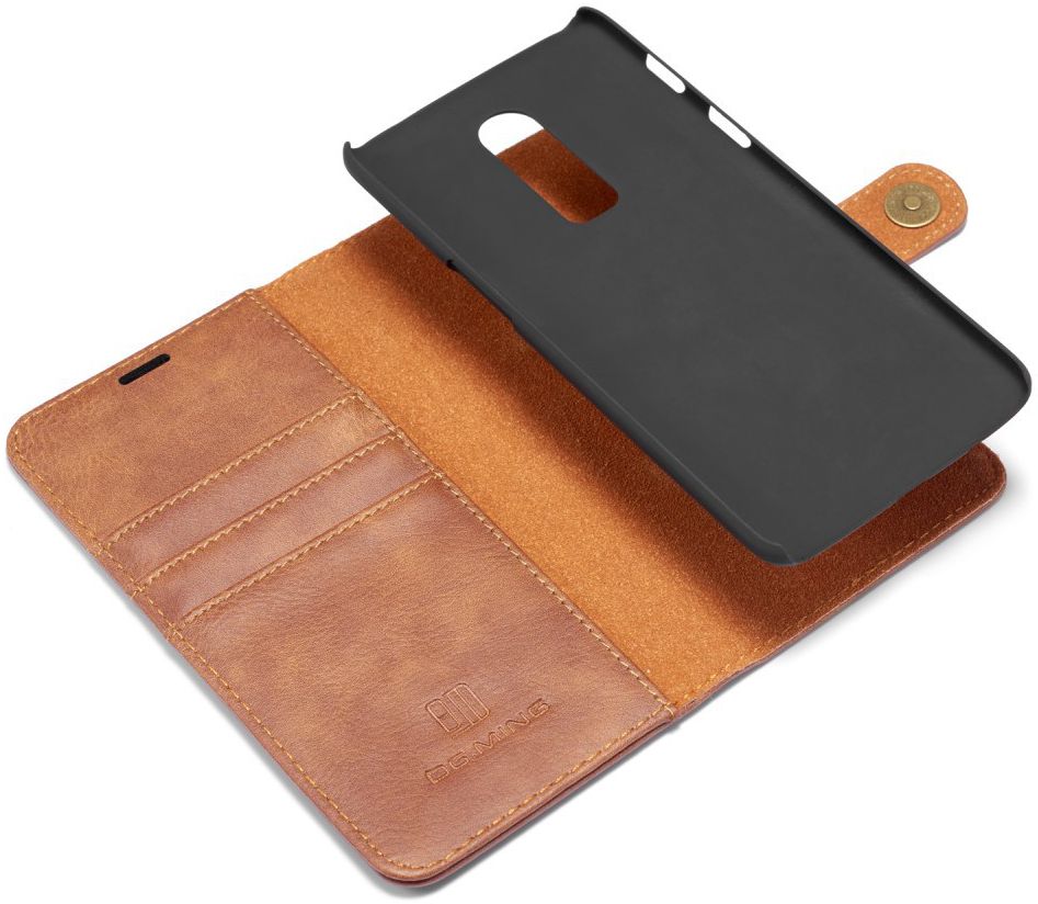 OnePlus 6 Portemonnee Hoesje Echt Leer Bruin afbeelding 4