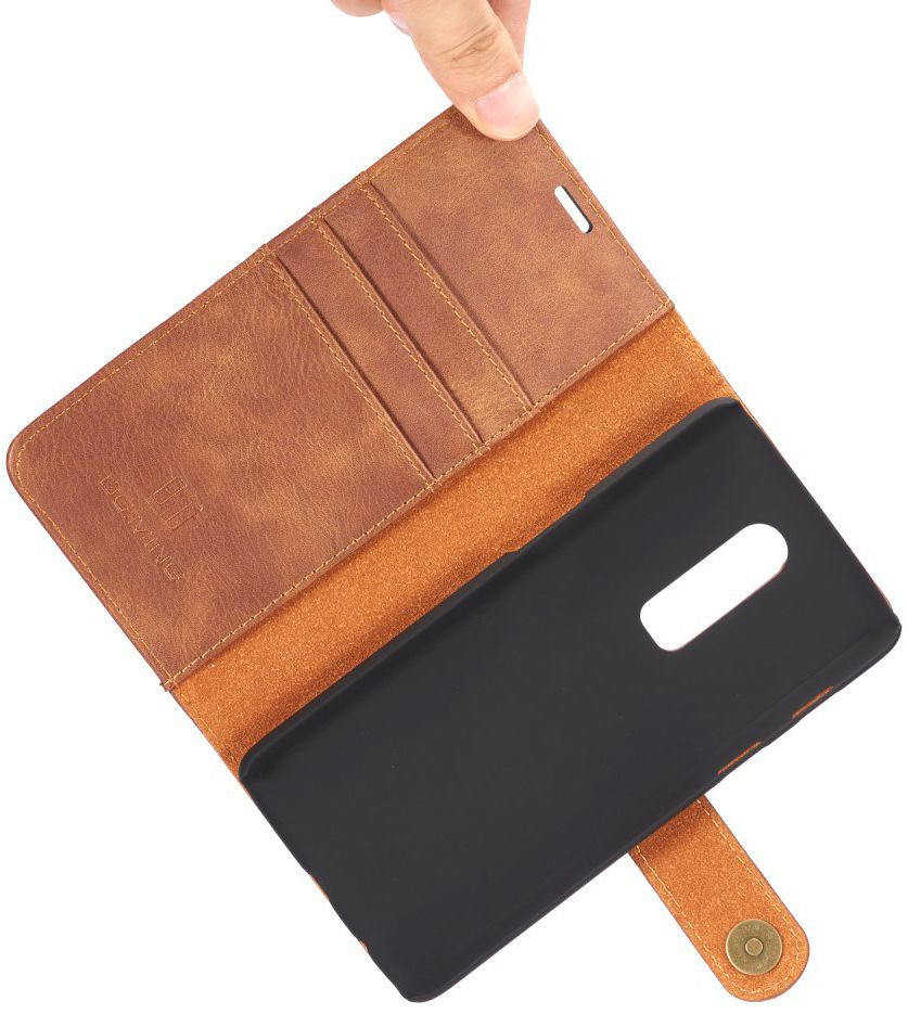 OnePlus 6 Portemonnee Hoesje Echt Leer Bruin afbeelding 11