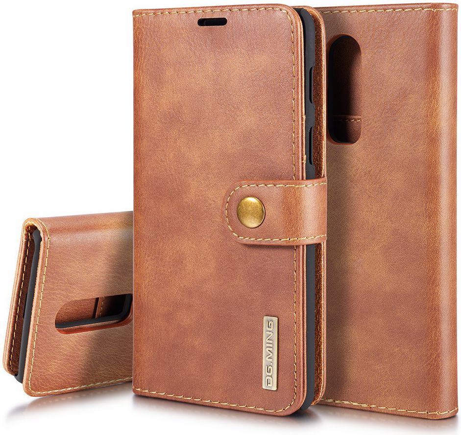 OnePlus 6 Portemonnee Hoesje Echt Leer Bruin afbeelding 2