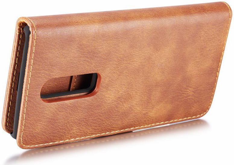 OnePlus 6 Portemonnee Hoesje Echt Leer Bruin afbeelding 8