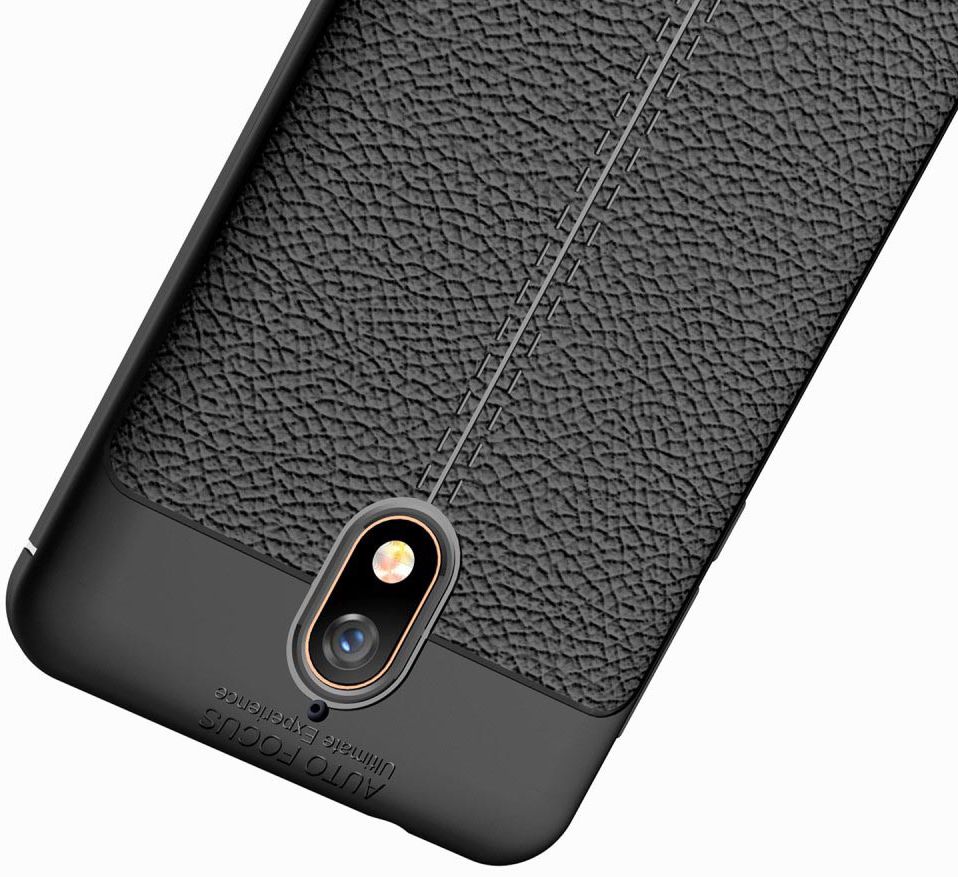 Nokia 3.1 Hoesje met Kunstleer Coating Zwart afbeelding 12