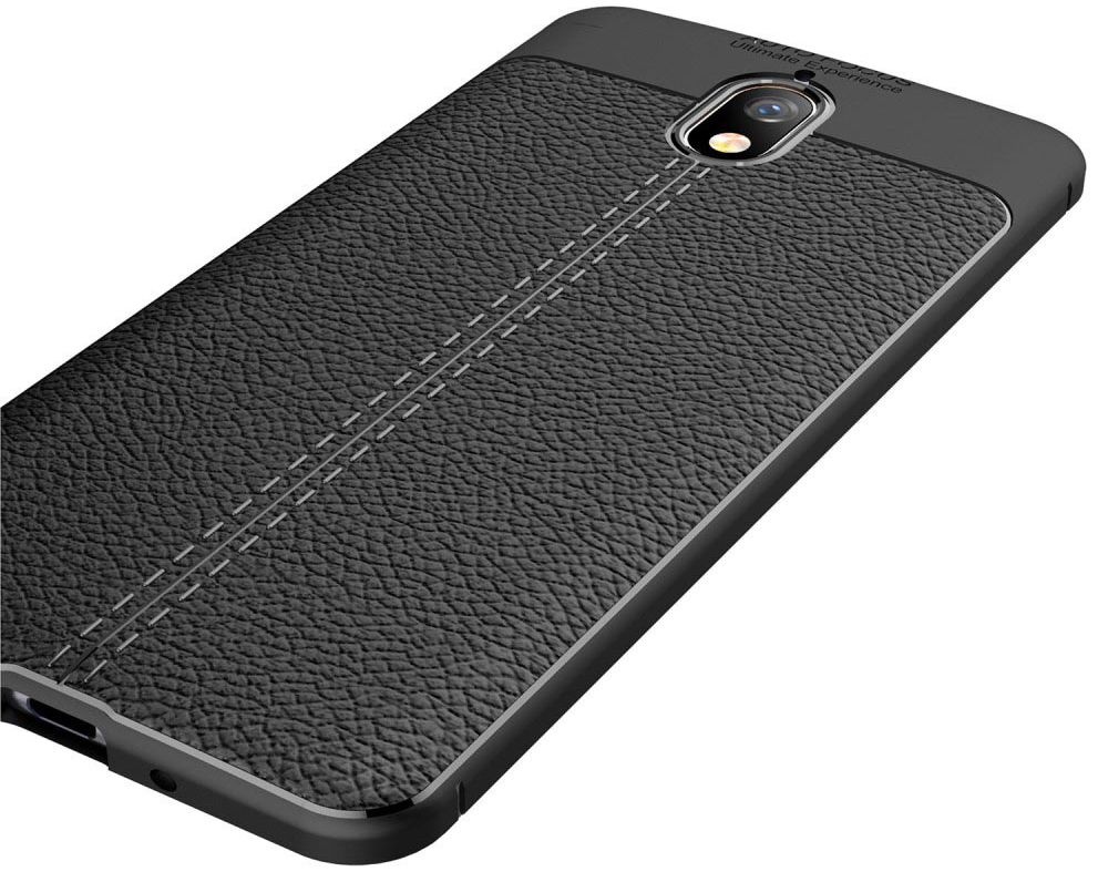 Nokia 3.1 Hoesje met Kunstleer Coating Zwart afbeelding 6