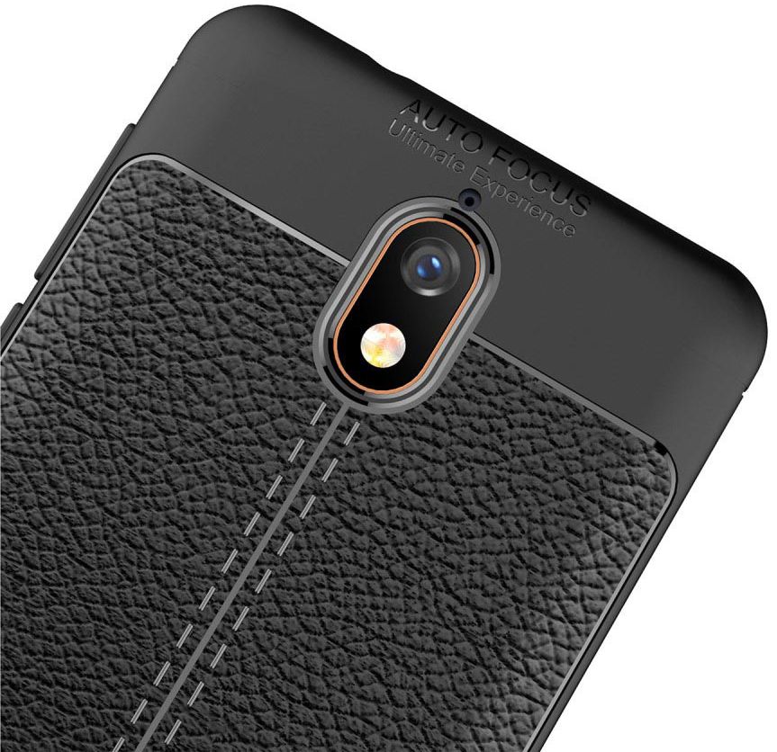 Nokia 3.1 Hoesje met Kunstleer Coating Zwart afbeelding 7