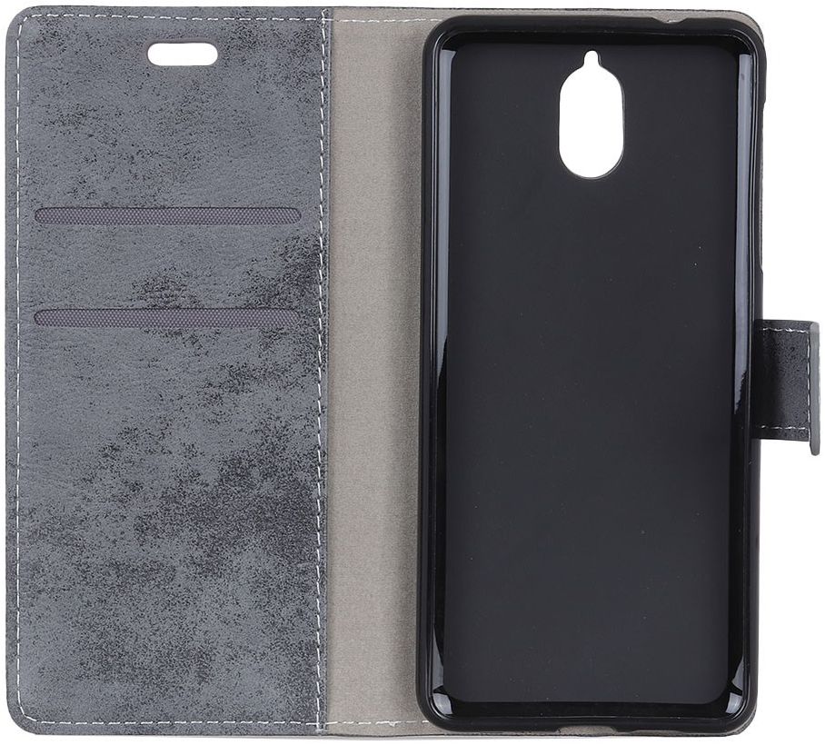 Nokia 3.1 Retro Portemonnee Hoesje Grijs afbeelding 2