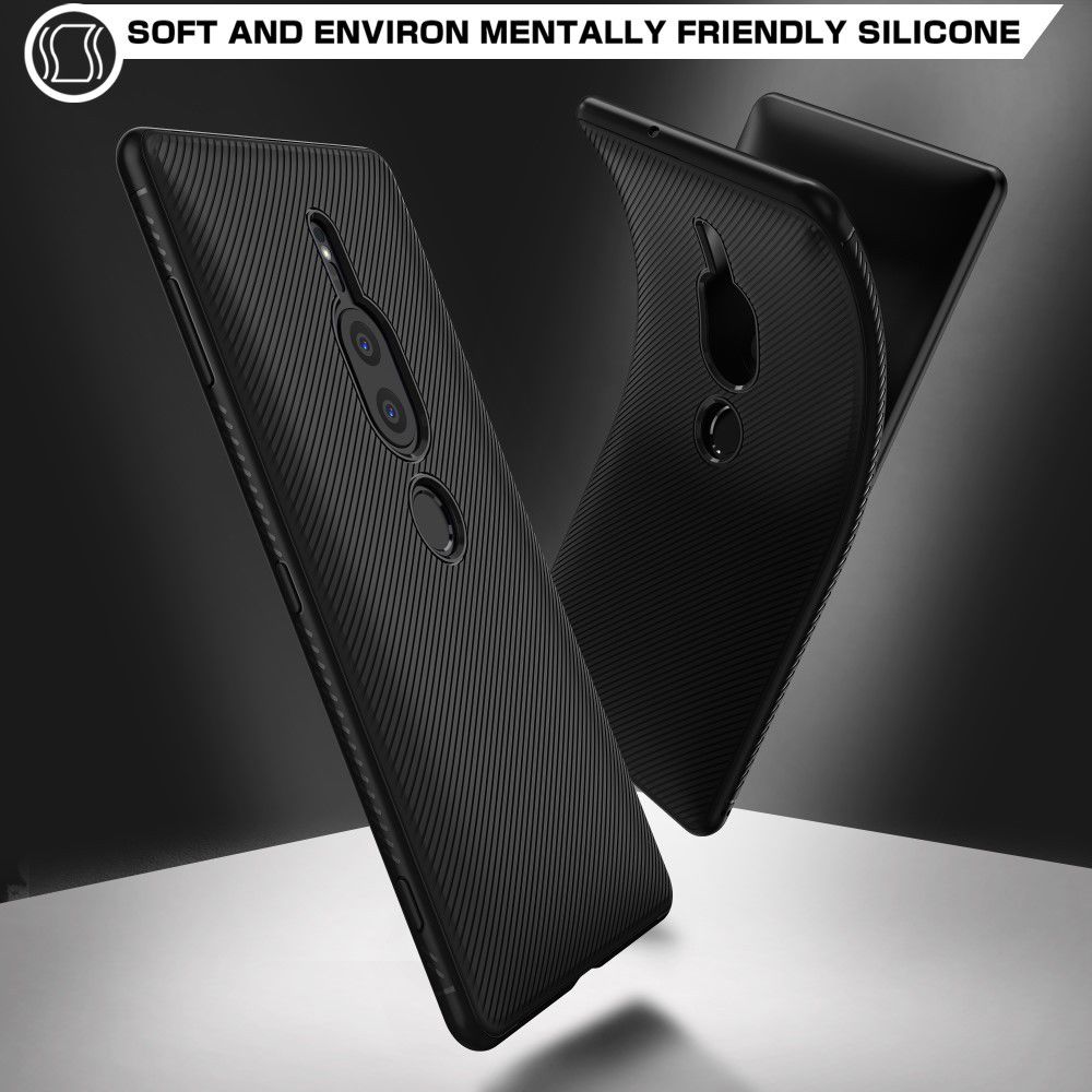 Sony Xperia XZ2 Premium Carbon TPU Hoesje Zwart afbeelding 2