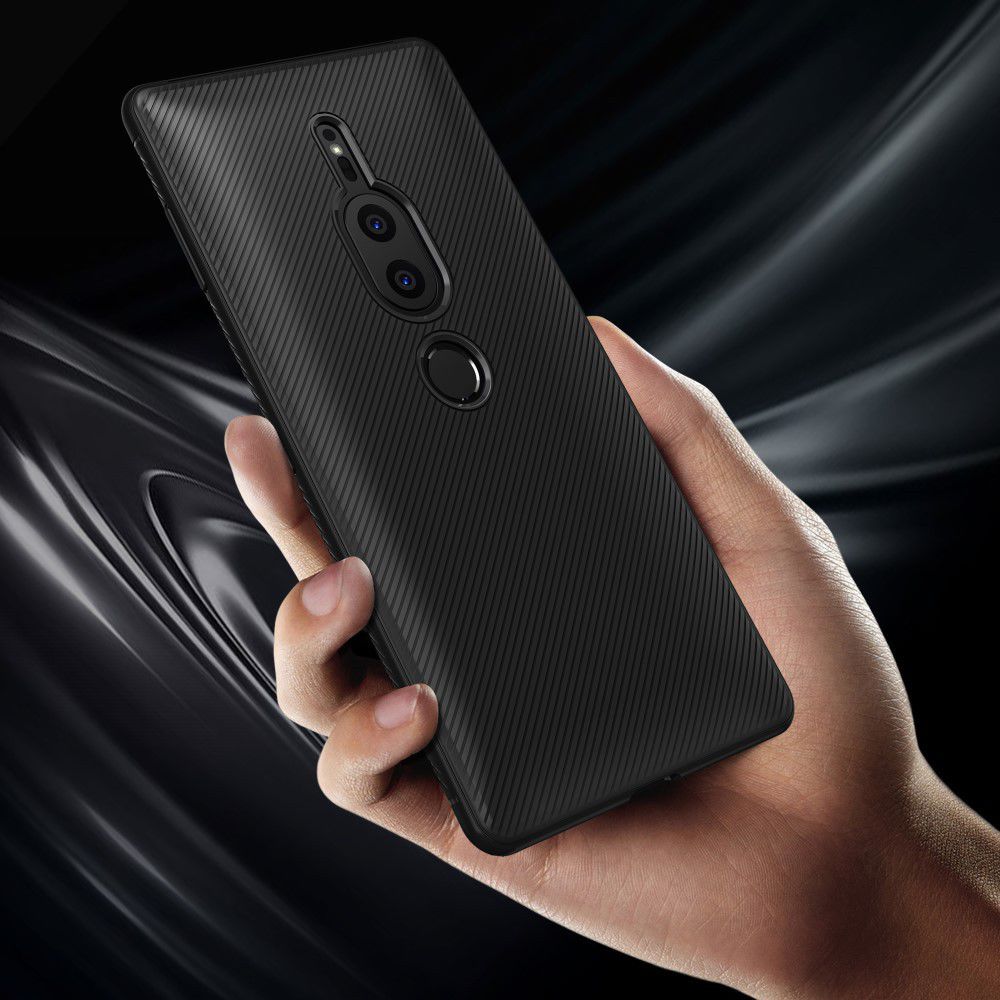 Sony Xperia XZ2 Premium Carbon TPU Hoesje Zwart afbeelding 4