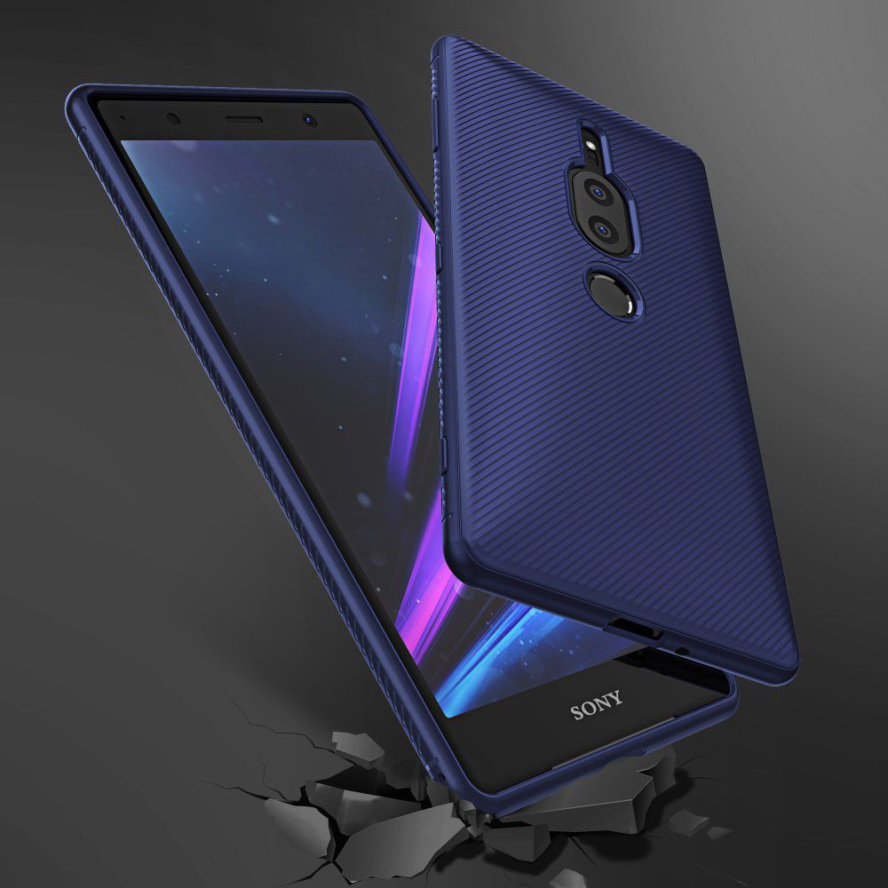 Sony Xperia XZ2 Premium Carbon TPU Hoesje Blauw afbeelding 1