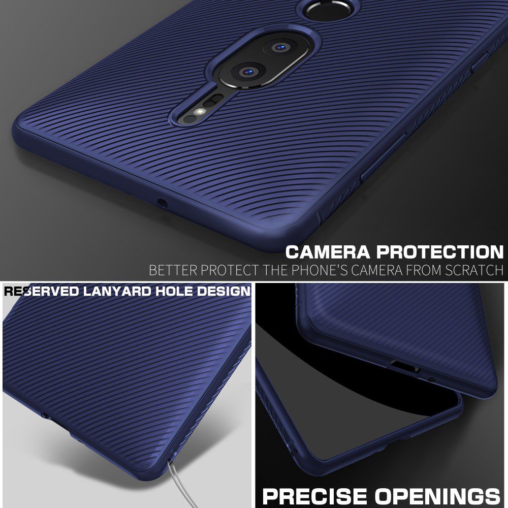 Sony Xperia XZ2 Premium Carbon TPU Hoesje Blauw afbeelding 4