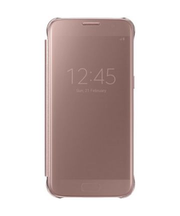 Samsung Galaxy S7 Clear View Flip Case Roze Goud Origineel Hoesjes