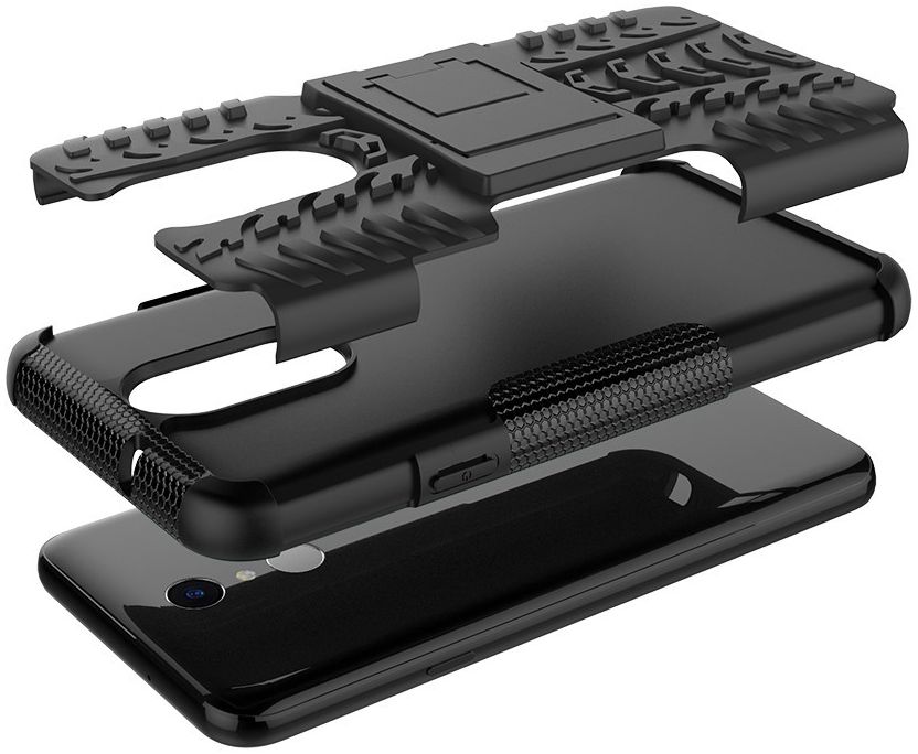 Robuust Hybride LG Q7 Hoesje Zwart afbeelding 3