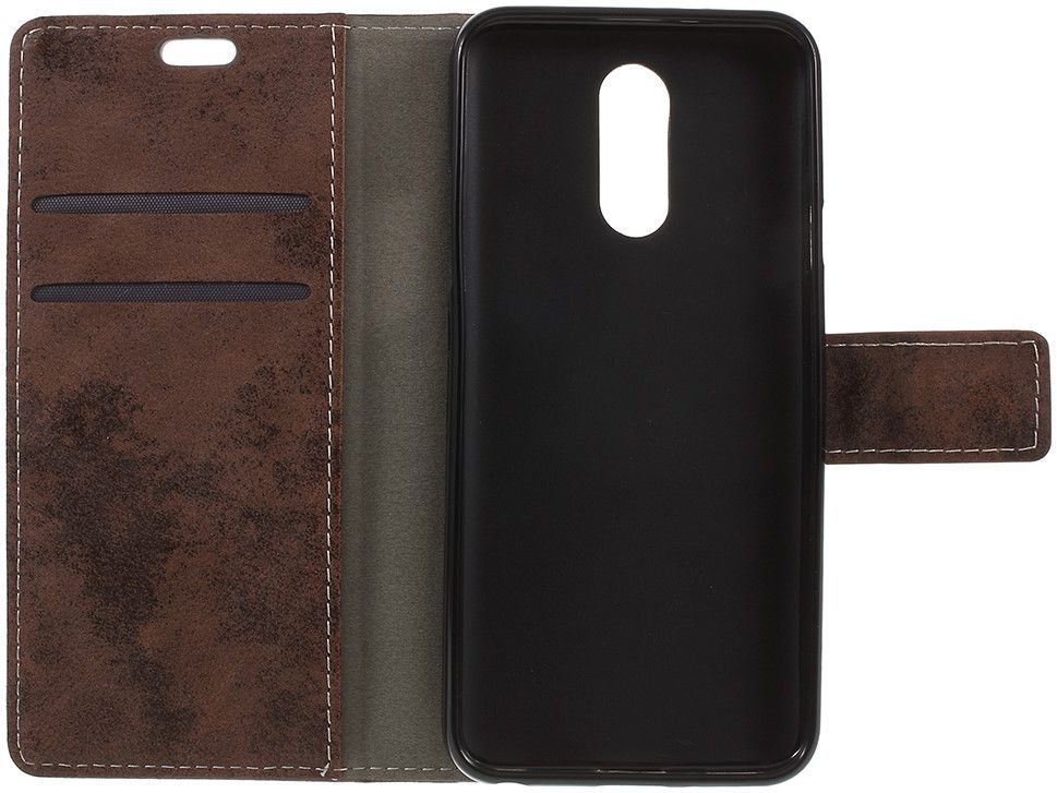 LG Q7 Vintage Portemonnee Hoesje Bruin afbeelding 2