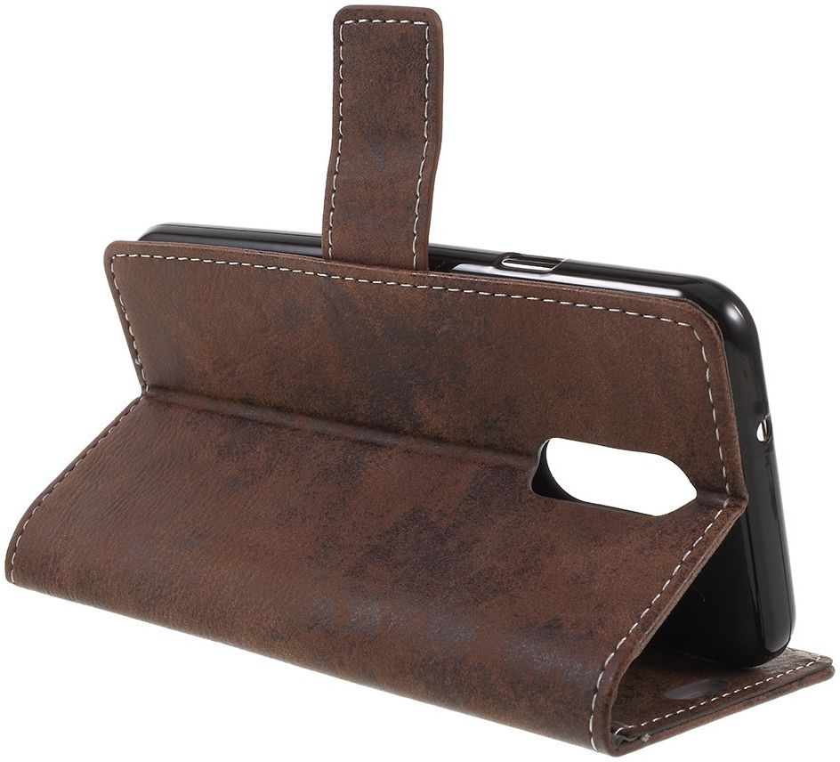LG Q7 Vintage Portemonnee Hoesje Bruin afbeelding 3