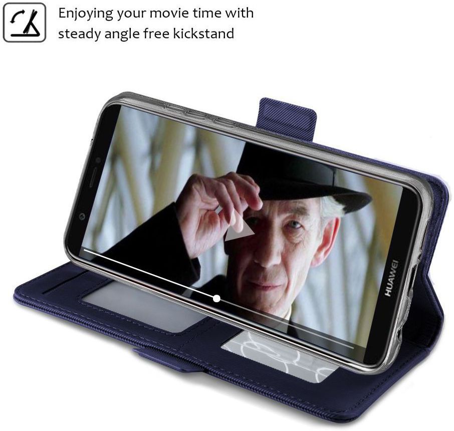 Huawei P Smart Book Cover met Spiegel Blauw afbeelding 5