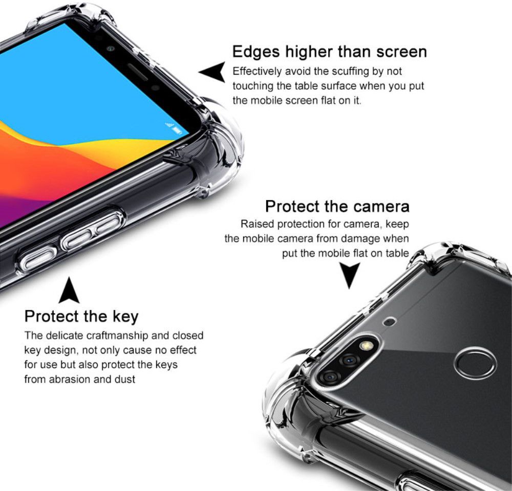IMAK Huawei Y7 (2018) Hoesje TPU met Screenprotector Transparant afbeelding 5