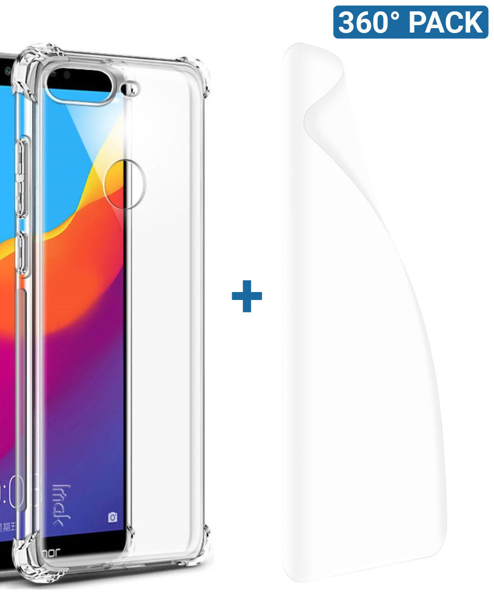 IMAK Huawei Y7 (2018) Hoesje TPU met Screenprotector Transparant afbeelding 1