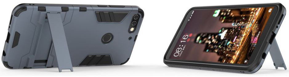 Huawei Y7 (2018) Hybride Hoesje met Standaard Blauw afbeelding 4