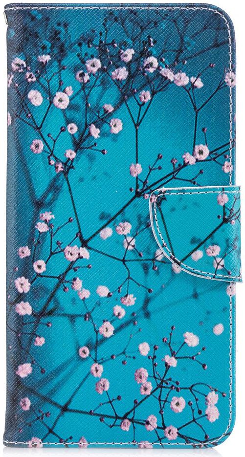Huawei Y7 (2018) Portemonnee Hoesje met Boom Print Blauw afbeelding 1