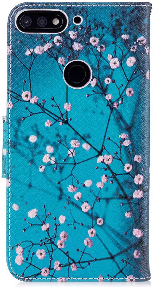 Huawei Y7 (2018) Portemonnee Hoesje met Boom Print Blauw afbeelding 4