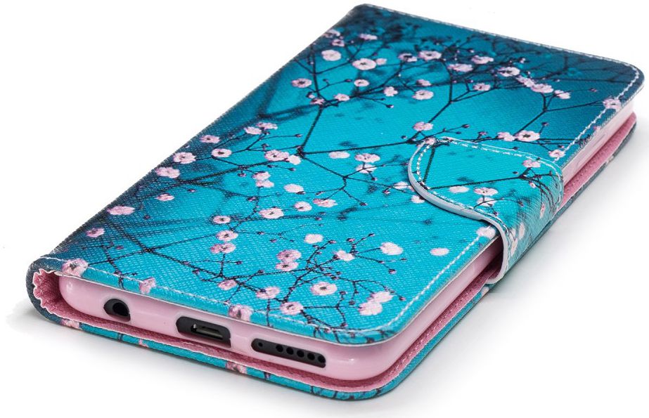 Huawei Y7 (2018) Portemonnee Hoesje met Boom Print Blauw afbeelding 6