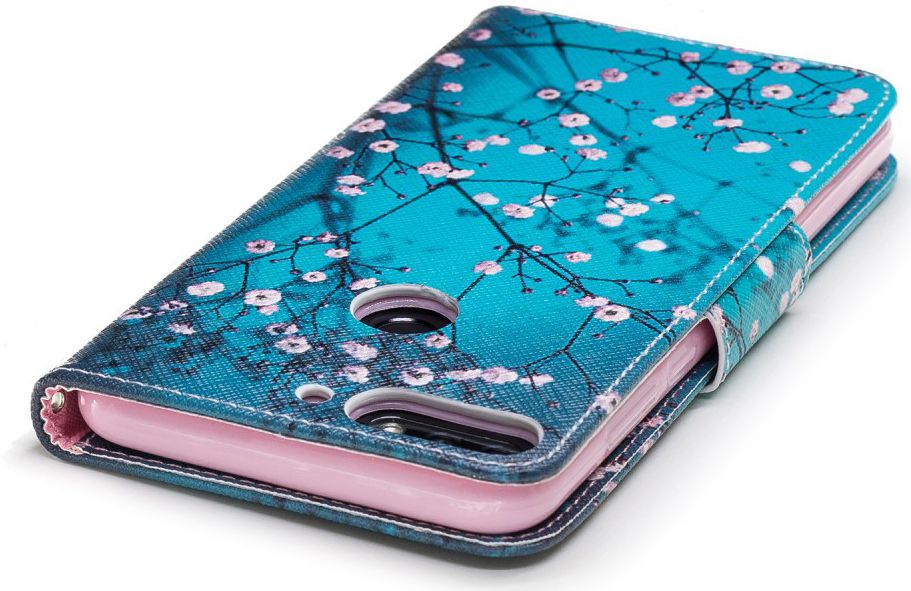 Huawei Y7 (2018) Portemonnee Hoesje met Boom Print Blauw afbeelding 7
