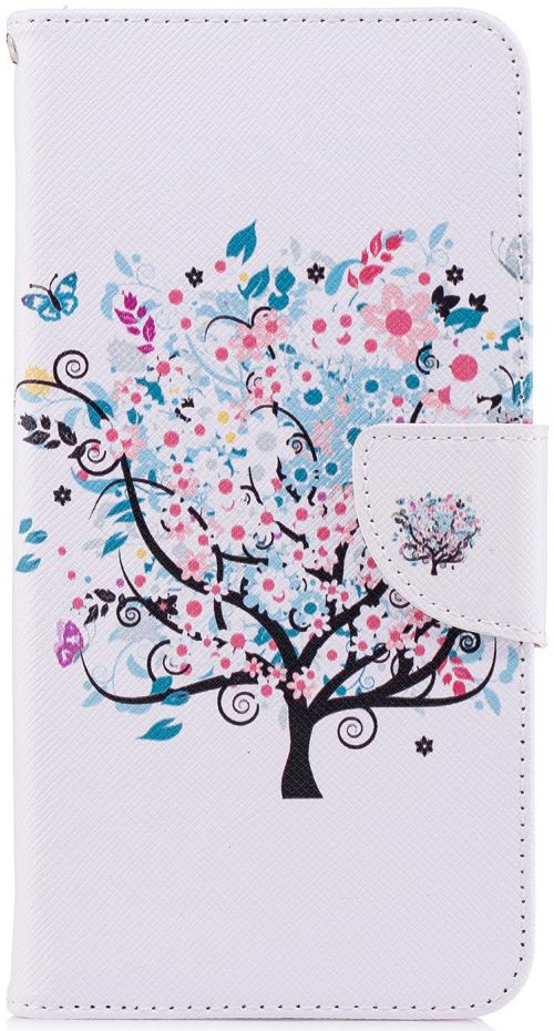 Huawei Y7 (2018) Portemonnee Hoesje met Boom Print Wit afbeelding 1