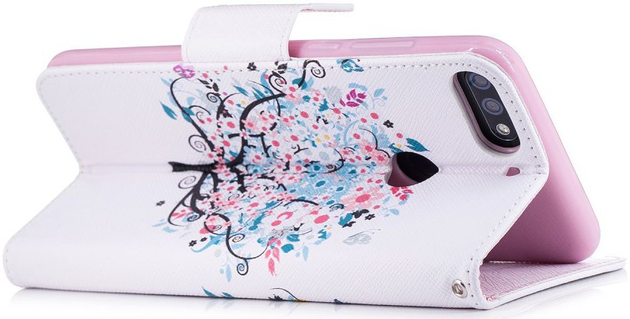 Huawei Y7 (2018) Portemonnee Hoesje met Boom Print Wit afbeelding 3