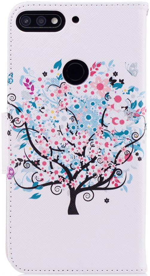 Huawei Y7 (2018) Portemonnee Hoesje met Boom Print Wit afbeelding 4