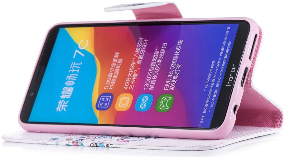 Huawei Y7 (2018) Portemonnee Hoesje met Boom Print Wit afbeelding 5