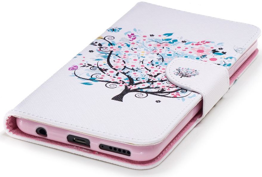 Huawei Y7 (2018) Portemonnee Hoesje met Boom Print Wit afbeelding 6