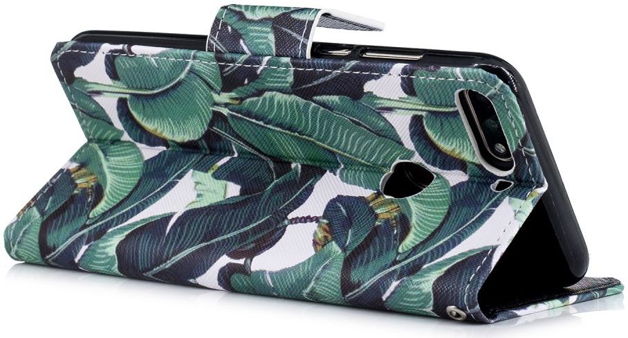 Huawei Y7 (2018) Portemonnee Hoesje met Bladeren Print afbeelding 2