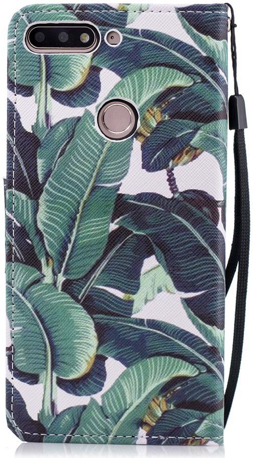 Huawei Y7 (2018) Portemonnee Hoesje met Bladeren Print afbeelding 3