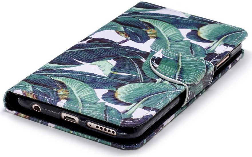 Huawei Y7 (2018) Portemonnee Hoesje met Bladeren Print afbeelding 4