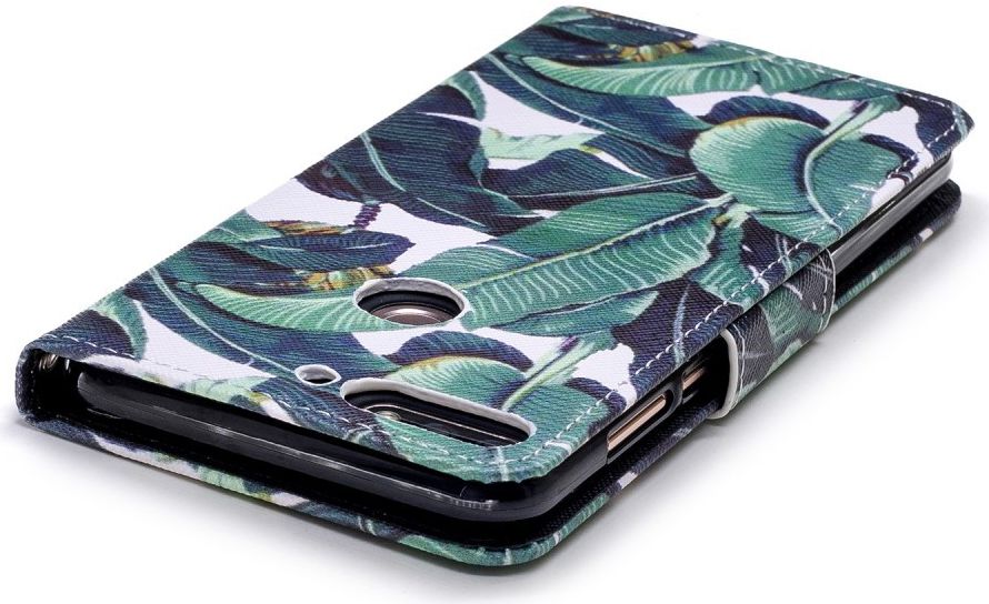 Huawei Y7 (2018) Portemonnee Hoesje met Bladeren Print afbeelding 5
