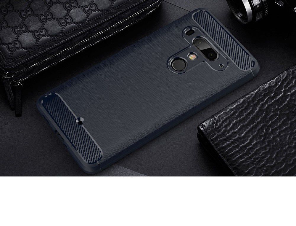 HTC U12+ Geborsteld TPU Hoesje Blauw afbeelding 2