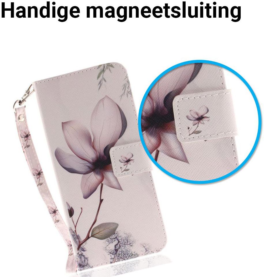 Samsung Galaxy A6 Plus Portemonnee Hoesje Bloem afbeelding 2
