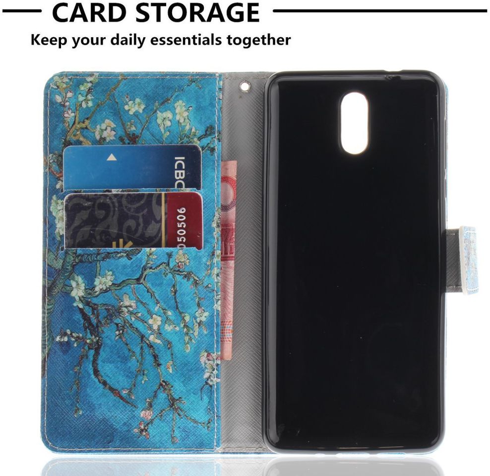 Nokia 3.1 Portemonnee Hoesje met Boom Opdruk Blauw afbeelding 2